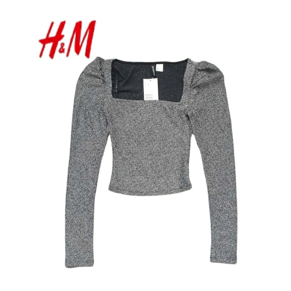 H&M puffy shoulder long sleeves crop top. XS